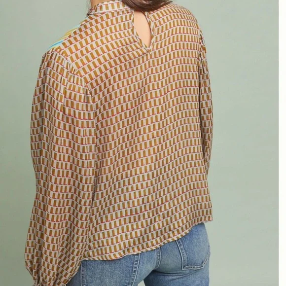 Anthropologie Conditions Apply Retro Peasant Blouse M - Picture 7 of 10